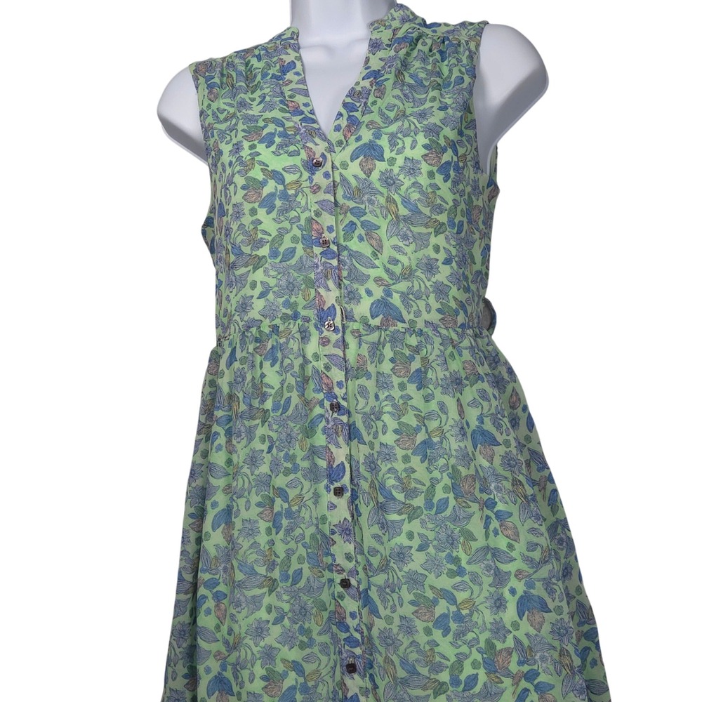 Disney Alice Through the Looking Glass XS‎ Maxi Button Front Dress Green Floral